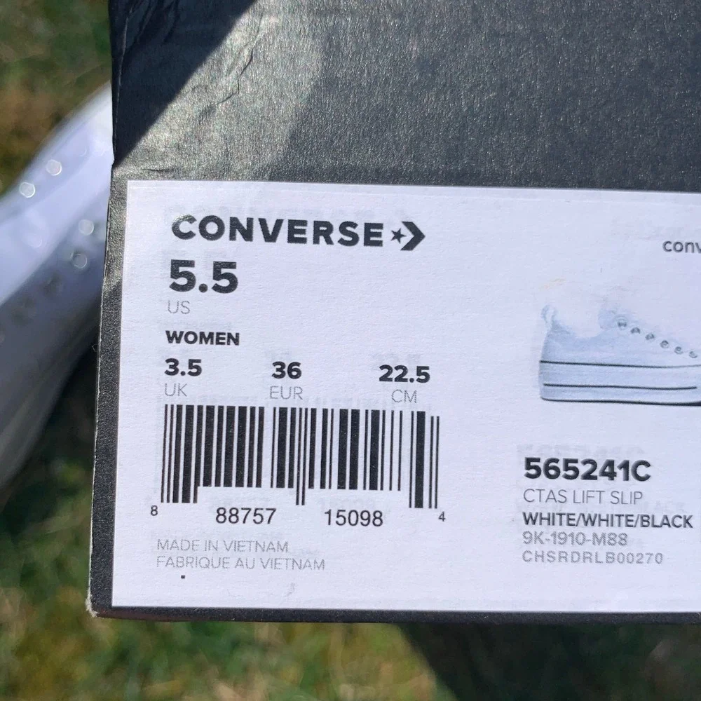 Converse CTAS Lift Slip-On Platform White Silver Glitter